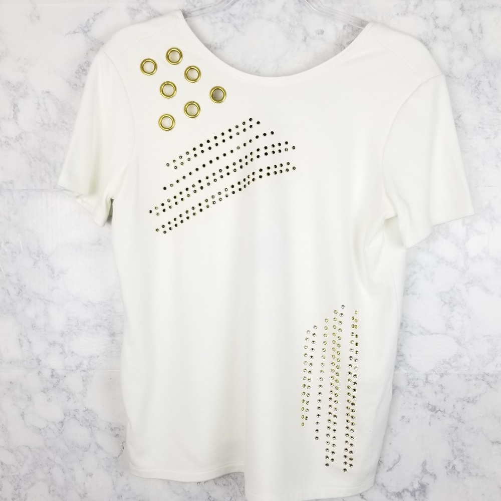 ZARA Top size Medium White Scoop neckline